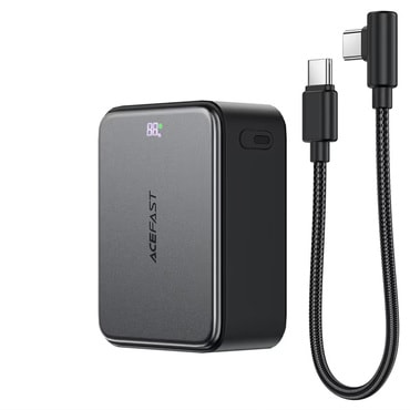 Power bank Acefast "M28" 10000mAh, 22.5W, s 2x USB-C kablom, brzim punjenjem, USB-A priključkom i zaslonom - black
