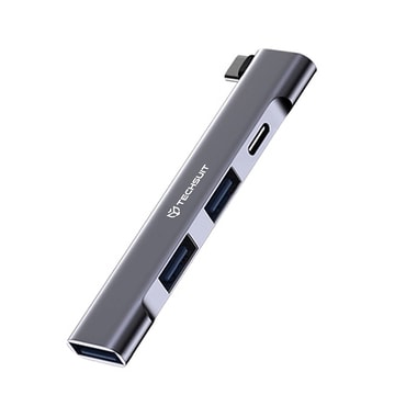 Hub postaja Techsuit "ZenithDock 4v1 (H12)" USB-C - 2x USB-A 2.0, 1x USB-A 3.0, 1x USB-C, 60W - siva