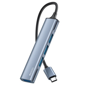 Hub postaja Yesido "HB17" 4v1 USB-C - 1x USB-A 3.0, 3x USB-A 2.0, 5Gbps, aluminij - siva