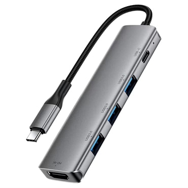 Hub postaja Acefast "J16 5v1" USB-C - 3x USB-A 3.0, 1x USB-C PD 90W, 1x HDMI 4K pri 60Hz - metal gray