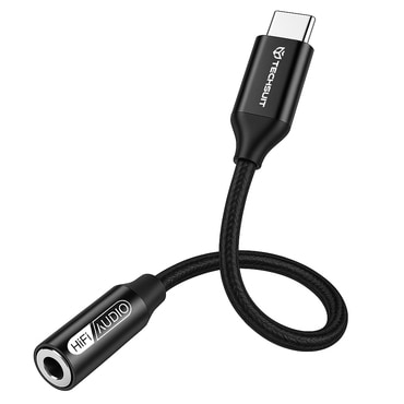 USB-C na AUX 3.5mm audio kabel Techsuit "FuseXound AC13" Hi-Fi kvaliteta, DAC čip, 3A, 48kHz, 0.1m - crni