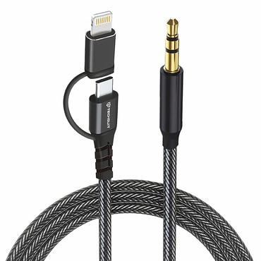 USB-C na AUX 3.5mm audio kabel Techsuit "EchoSnap AC15" Hi-Fi kvaliteta, Lightning, 1m - crni