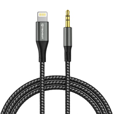 Lightning na AUX 3.5mm audio kabel Techsuit "NexaSound AC17" DAC čip, 1m - sivi