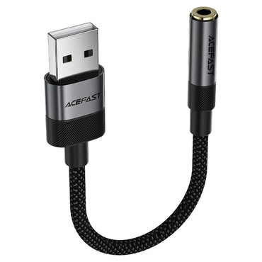 USB-A na AUX 3.5mm audio kabel Acefast "J13" Hi-Fi zvuk, 15cm - black