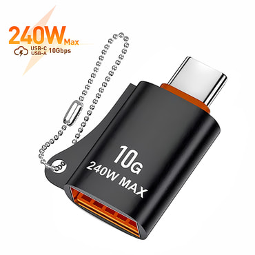 OTG adapter Techsuit "HyperPort A1" USB-A na USB-C 10Gbps, 240W, aluminij - narančasti