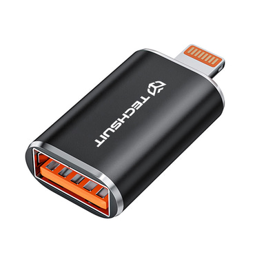 OTG adapter Techsuit "HyperPort A6" USB-A na Lightning USB 3.0, PD30W, 5Gbps, GaN - narančasti