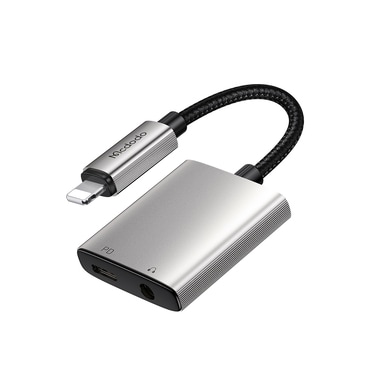 Lightning na AUX 3.5mm audio kabel Mcdodo "Wales Series CA-5540" - 5V/2A, 12.5cm - gray