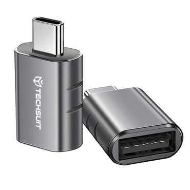 OTG adapter Techsuit "SlateVolt A10" USB-A na USB-C USB 3.0, 5Gbps, 3A, podrška za Thunderbolt 3, legura cinka - sivi