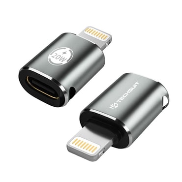 OTG adapter Techsuit "TitanCoreX A11" Lightning na USB-C 3A, aluminijska legura, Plug&Play, brzo punjenje - sivi