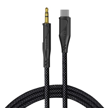 USB-C na AUX 3.5mm audio kabel Lito "LA02" bez gubitka signala, opleteni najlon, 1m - black