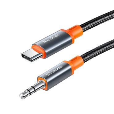 USB-C na AUX 3.5mm audio kabel Mcdodo "CA-0900" spiralni dizajn, najlonska pletenica, 1.8m - black