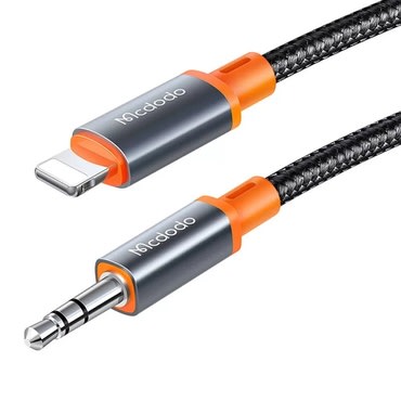 Lightning na AUX 3.5mm audio kabel Mcdodo "CA-0890" spiralni dizajn, najlonska pletenica, 1.8m - black