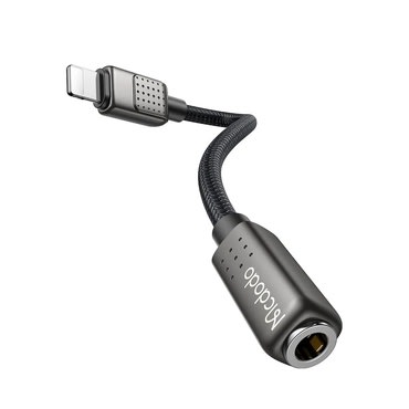 Lightning na AUX 3.5mm audio kabel Mcdodo "CA-5010" s digitalnim audio dekoderskim čipom, najlonska pletenica, 0.11m - black