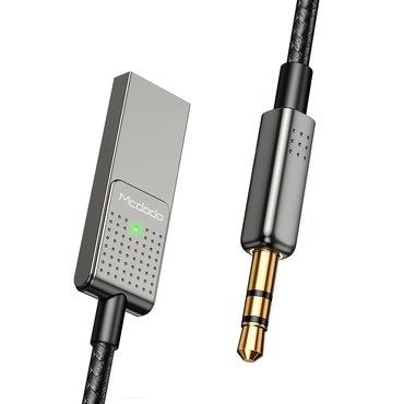 USB na AUX 3.5mm audio kabel Mcdodo "CA-8700" HD stereo, ugrađeni mikrofon, najlonska pletenica, 1.7m - black