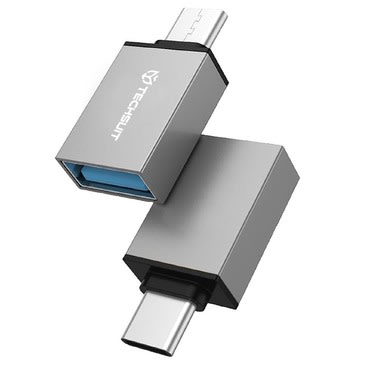 OTG adapter Techsuit "DuoVoltX A13" USB-A na USB-C 3A, 5Gbps, Plug&Play - siv