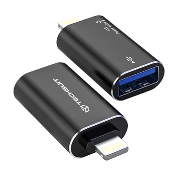 OTG adapter Techsuit "AluVoltX A18" USB-A na Lightning aluminij, brzi prijenos podataka - crn