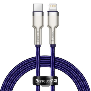 Punjač i podatkovni 20W USB-C na Lightning kabel Baseus "Cafule Series Metal" - 480Mbps - 2.4A - 1m - purple