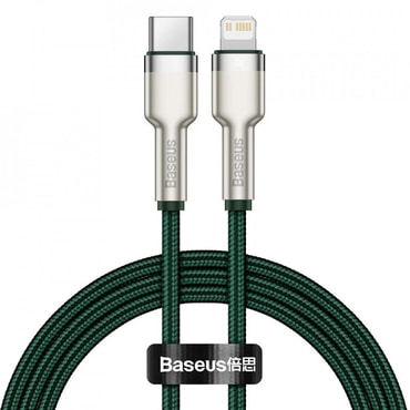 Punjač i podatkovni 20W USB-C na Lightning kabel Baseus "Cafule Series Metal" - 480Mbps - 1m - dark green