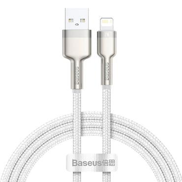 Punjač i podatkovni USB-A na Lightning kabel Baseus "Cafule Series Metal" - 2.4A - 480Mbps - 1m - white