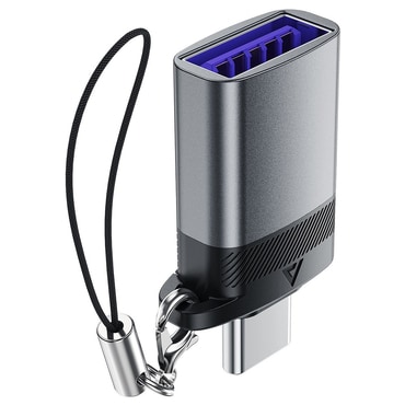 USB-A na USB-C OTG adapter Acefast "J7" 10Gbps, brzo punjenje - metal gray