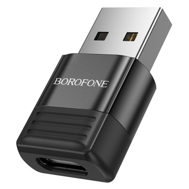 USB-A na USB-C OTG adapter Borofone "BV18" za prijenos podataka, brzo punjenje do 3A - crni