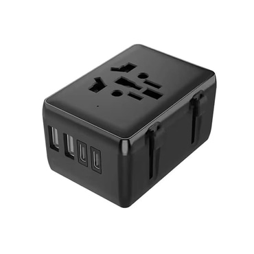Adapter za putovanja Techsuit "HHT203A" EU/UK/AUS/US, 2x USB-A + 2x USB-C, PD 20W - crni