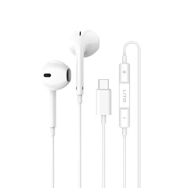 Slušalice Lito "LF01T" USB-C, stereo, s HD mikrofonom, 1.2m - bijele