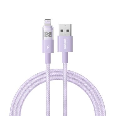 Punjač i podatkovni USB-A na Lightning kabel Baseus "Data Cable Display 2" - 2.4A - 2m - nebula purple
