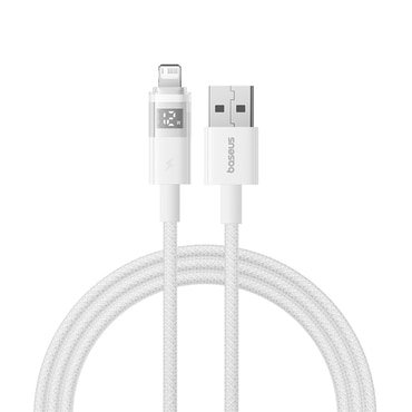 Punjač i podatkovni USB-A na Lightning kabel Baseus "Data Cable Display 2" - 2.4A - 2m - moon white