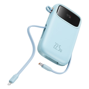 Power bank Baseus "Qpow Pro+" 10000mAh 22.5W s Lightning, 2x USB-C i USB, s USB-C kabelom 30cm - blue
