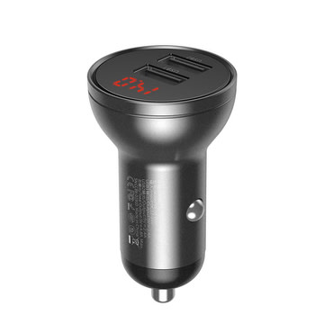 Automobilski 24W punjač Baseus "CCBX-0G" s digitalnim prikazom, 2x USB-A - gray