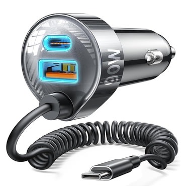 Automobilski 90W punjač Lisen "YL0223120020" s USB-C kabelom i LED indikatorom - black