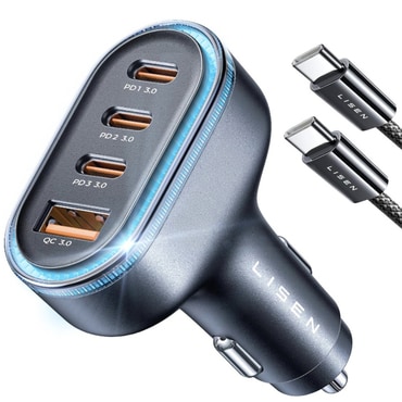 Automobilski 101W punjač Lisen "YL0223120021" s USB i 3x USB-C - black