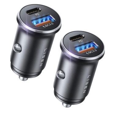 (2-pack) Automobilski 36W punjač Lisen "YL0223080037" 2x USB, USB-C, PD, Q3.0 - black