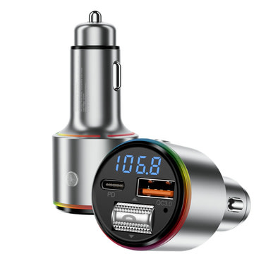 Auto punjač 30W Proove "FMPD30110006" s FM modulatorom, USB, USB-C, AUX, Bluetooth 5.3 - silver