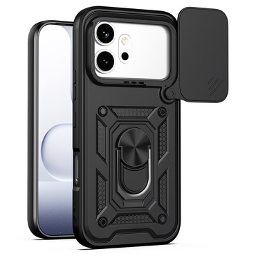 Robusna maska MaX-Armor s obručem, metalnom pločicom i zaštitom zadnjih kamera za Honor 600 / 600 Pro - army black
