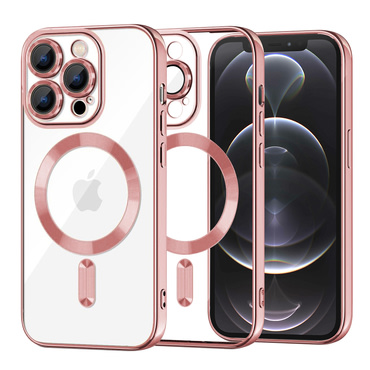 Maskica Techsuit "Luxury Crystal MagSafe" za iPhone 12 Pro - roza