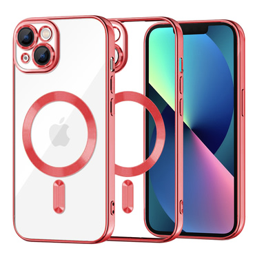 Maskica Techsuit "Luxury Crystal MagSafe" za iPhone 13 - crven