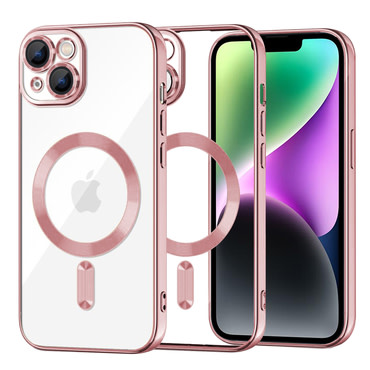 Maskica Techsuit "Luxury Crystal MagSafe" za iPhone 14 - roza
