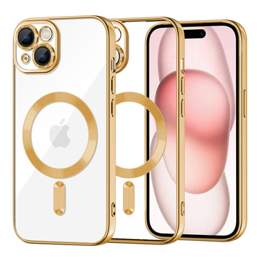 Maskica Techsuit "Luxury Crystal MagSafe" za iPhone 15 - zlatan