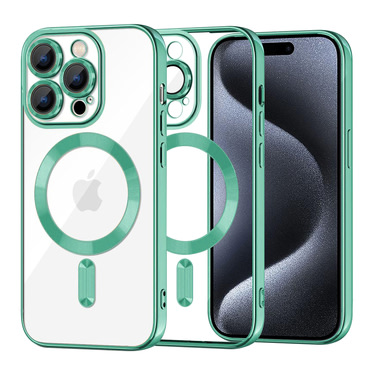 Maskica Techsuit "Luxury Crystal MagSafe" za iPhone 15 Pro - svijetlo zelen