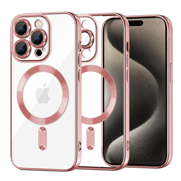 Maskica Techsuit "Luxury Crystal MagSafe" za iPhone 15 Pro Max - roza