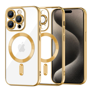 Maskica Techsuit "Luxury Crystal MagSafe" za iPhone 15 Pro Max - zlatan