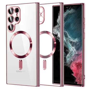 Maskica Techsuit "Luxury Crystal MagSafe" za Samsung Galaxy S22 Ultra - roza