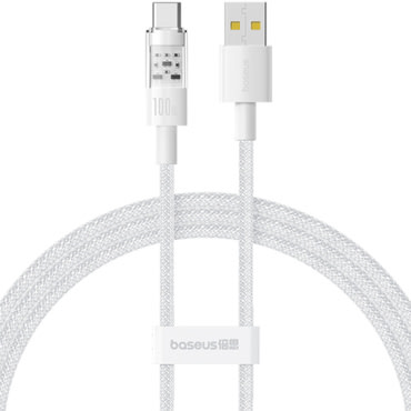 Punjač i podatkovni 100W USB-A na USB-C kabel Baseus "Gem" - 2m - moon white
