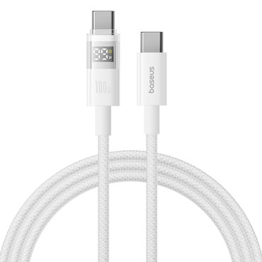 Punjač i podatkovni 100W USB-C na USB-C kabel Baseus "Data Cable Display 2" - 2m - moon white