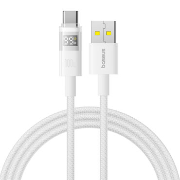Punjač i podatkovni 100W USB-A na USB-C kabel Baseus "Data Cable Display 2" - 1m - moon white