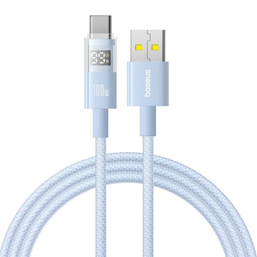 Punjač i podatkovni 100W USB-A na USB-C kabel Baseus "Data Cable Display 2" - 1m - galaxy blue