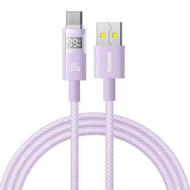 Punjač i podatkovni 100W USB-A na USB-C kabel Baseus "Data Cable Display 2" - 1m - nebula purple