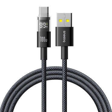 Punjač i podatkovni 100W USB-A na USB-C kabel Baseus "Data Cable Display 2" - 2m - cosmic black